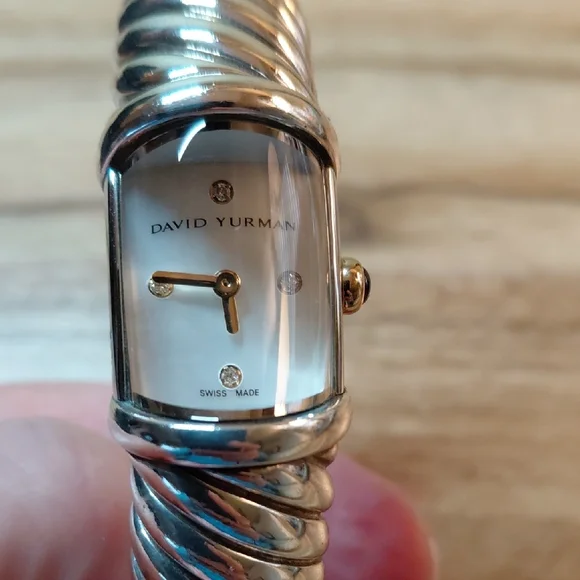 David Yurman Waverly Sterling Cable Bracelet Watch with Diamond and Gold Accents - Picture 2 of 6
